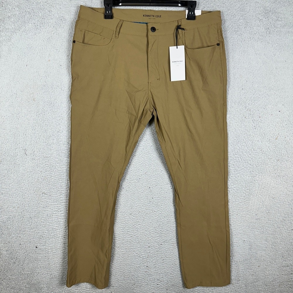 NEW Kenneth Cole New York Tech Pants Mens 38X30 Tan Flex Stretch Hiking Outdoor